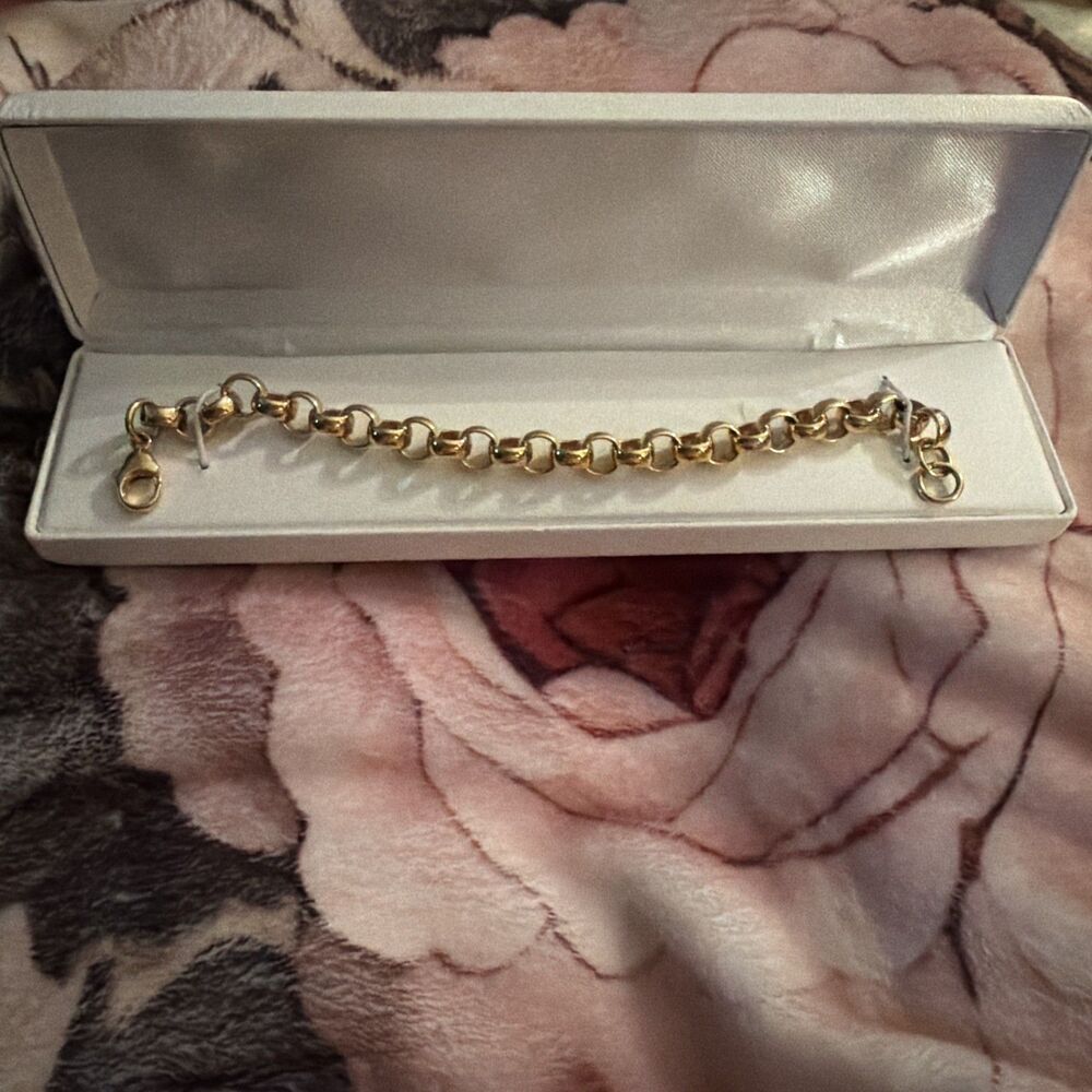 Rolo-Link Bracelet 18k Gold Over Bronze. 7.75” Made In Italy. 2017 Retailed $140 - Picture 9 of 9